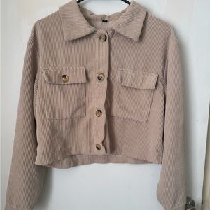 Women's Tan Collared Corduroy Jacket (XS)